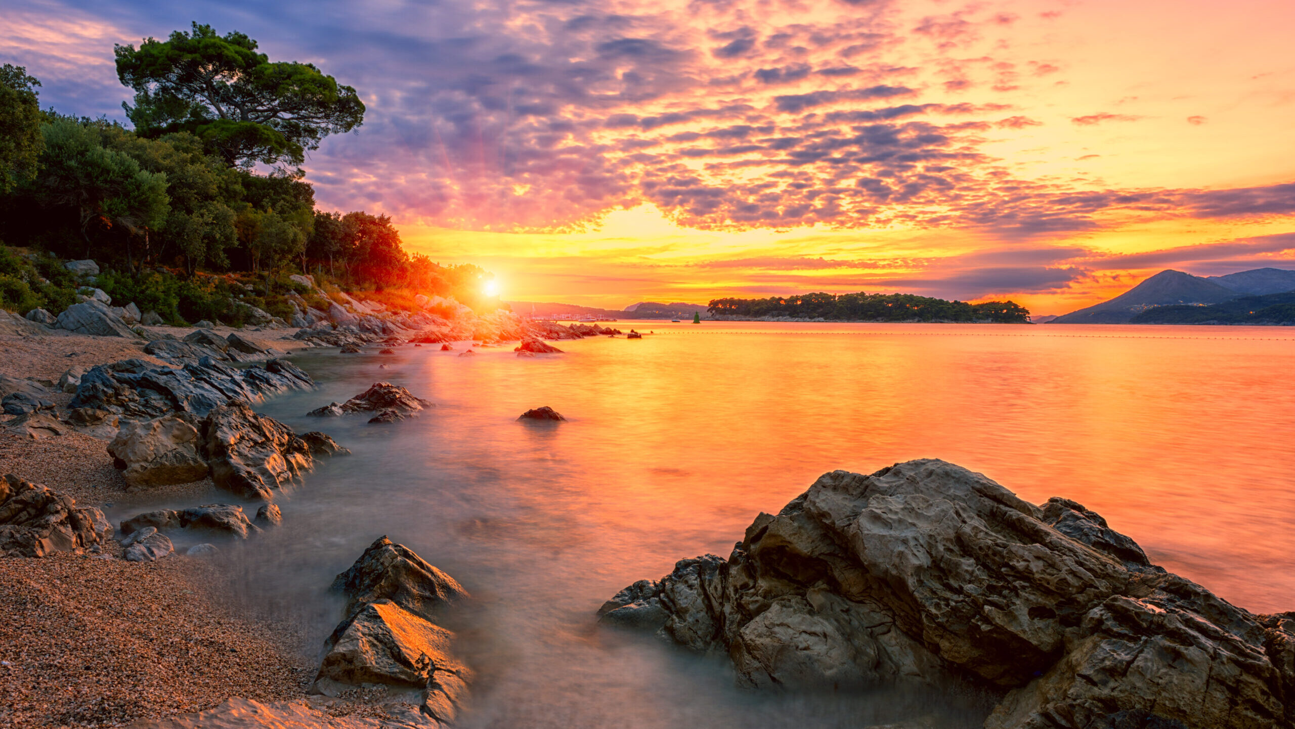 Croatia sunset over the Adriatic Sea